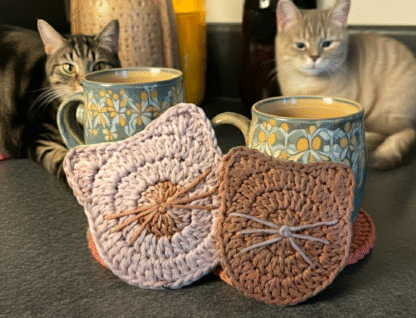 Kitty Crochet Coaster Set - Image 4